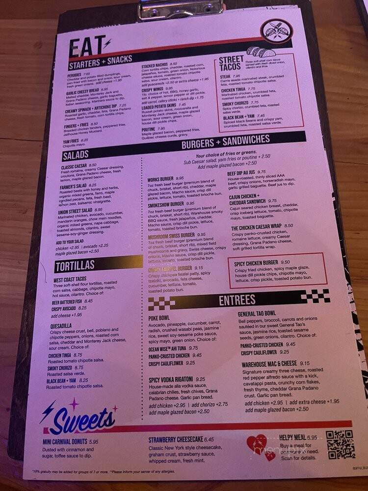Thomas Street Warehouse - Seattle, WA menu_pic
