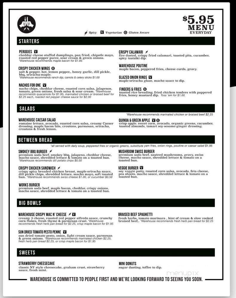 Thomas Street Warehouse - Seattle, WA menu_pic