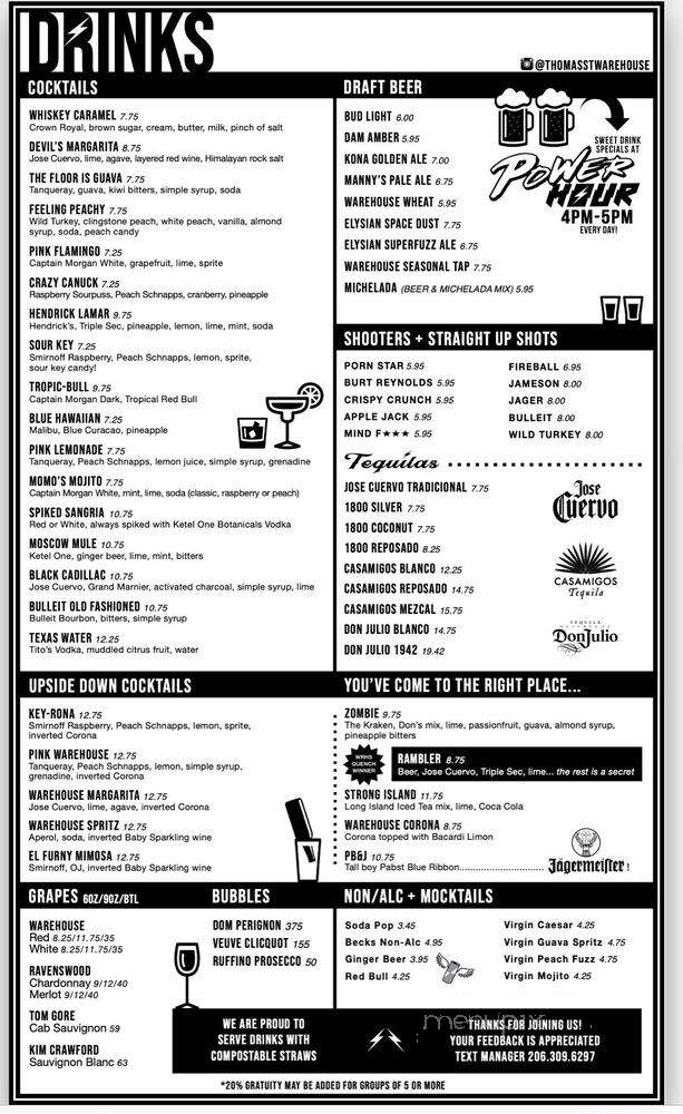 Thomas Street Warehouse - Seattle, WA menu_pic