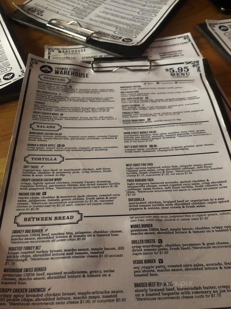 Thomas Street Warehouse - Seattle, WA menu_pic