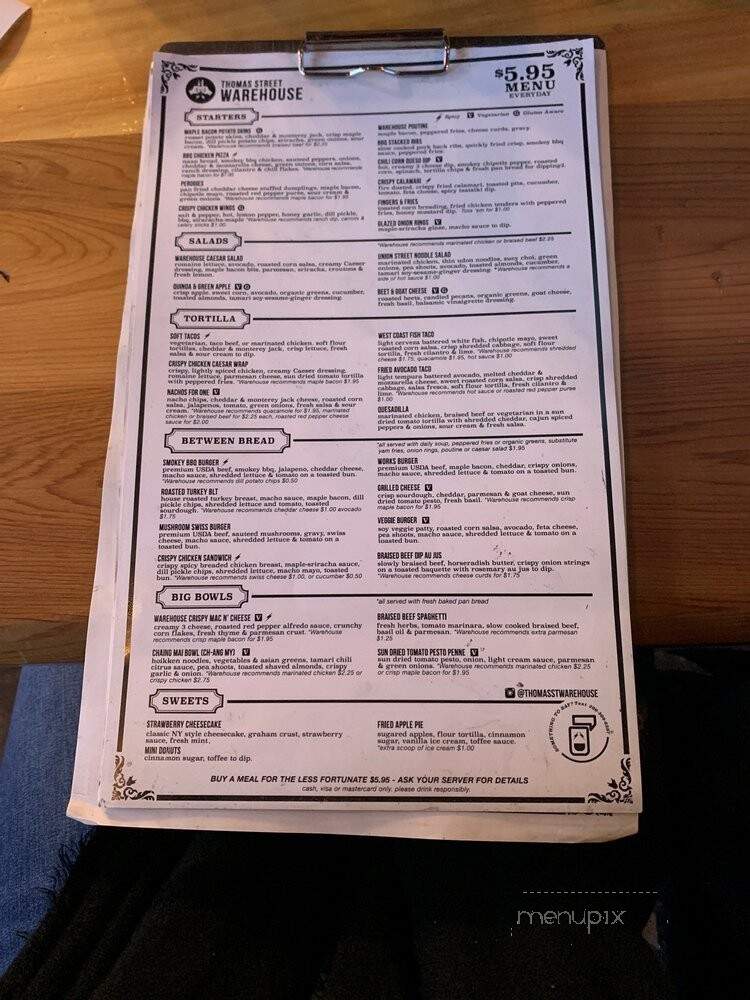 Thomas Street Warehouse - Seattle, WA menu_pic