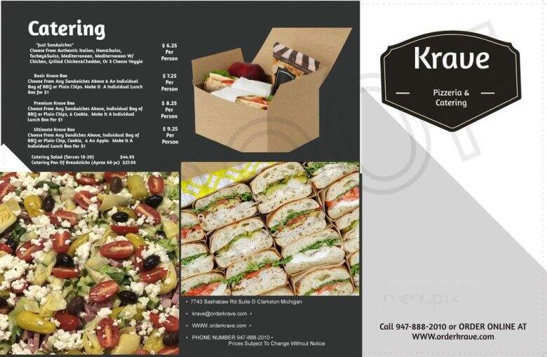 Krave Pizzeria - Clarkston, MI menu_pic