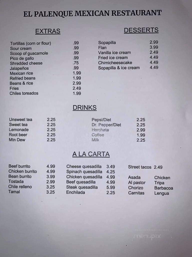 El Palenque - Webb City, MO menu_pic