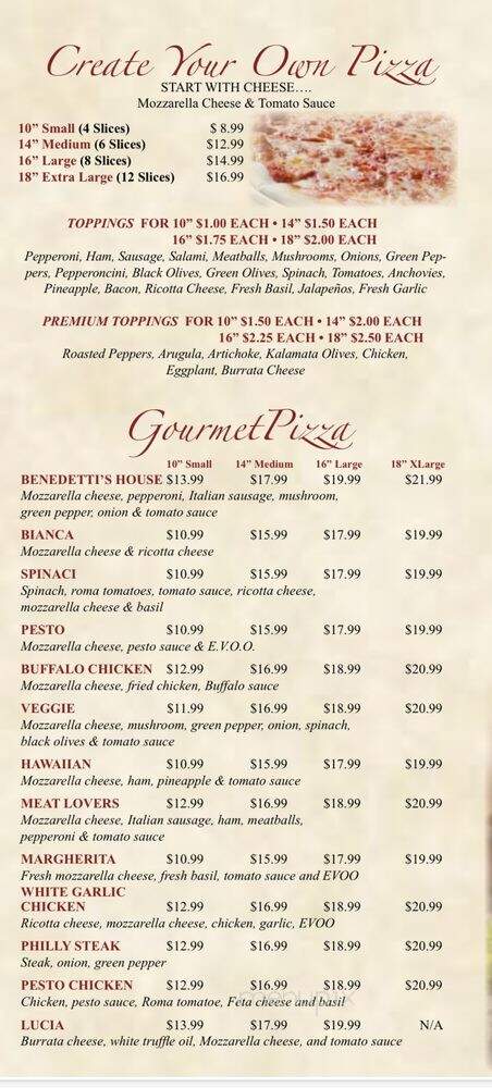 Beneditti's Pizza - Jupiter, FL menu_pic