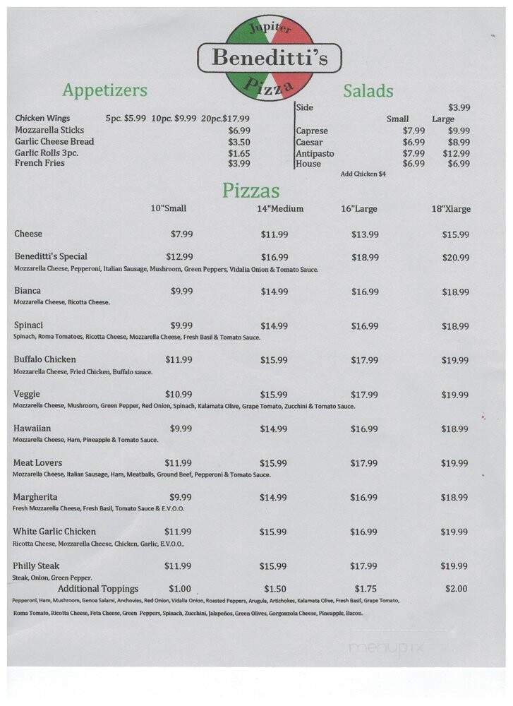 Beneditti's Pizza - Jupiter, FL menu_pic
