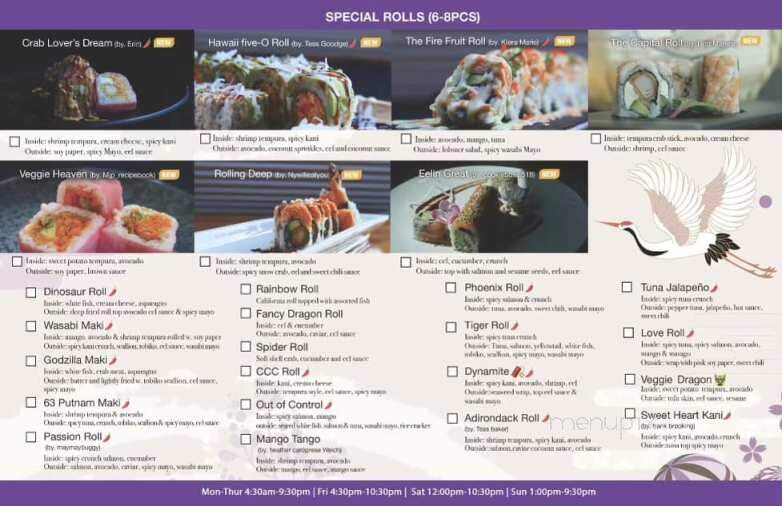 Wasabi - Albany, NY menu_pic