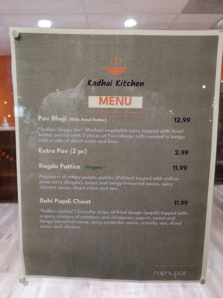 Kadhai Kitchen - San Jose, CA menu_pic