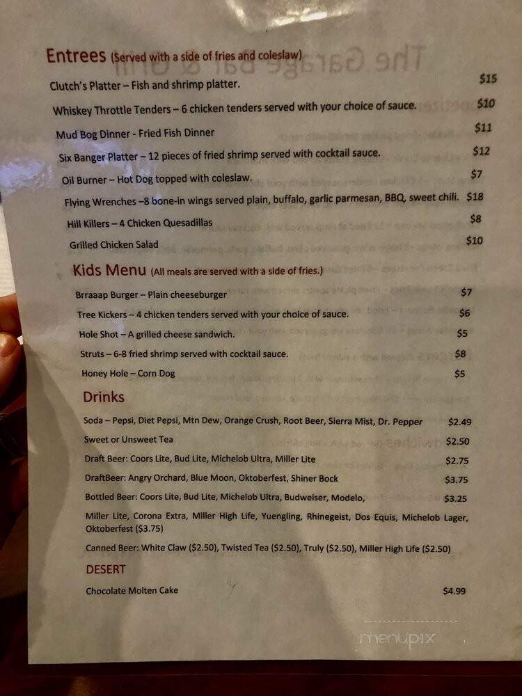 Coal Creek Mountain Grill - Oliver Springs, TN menu_pic