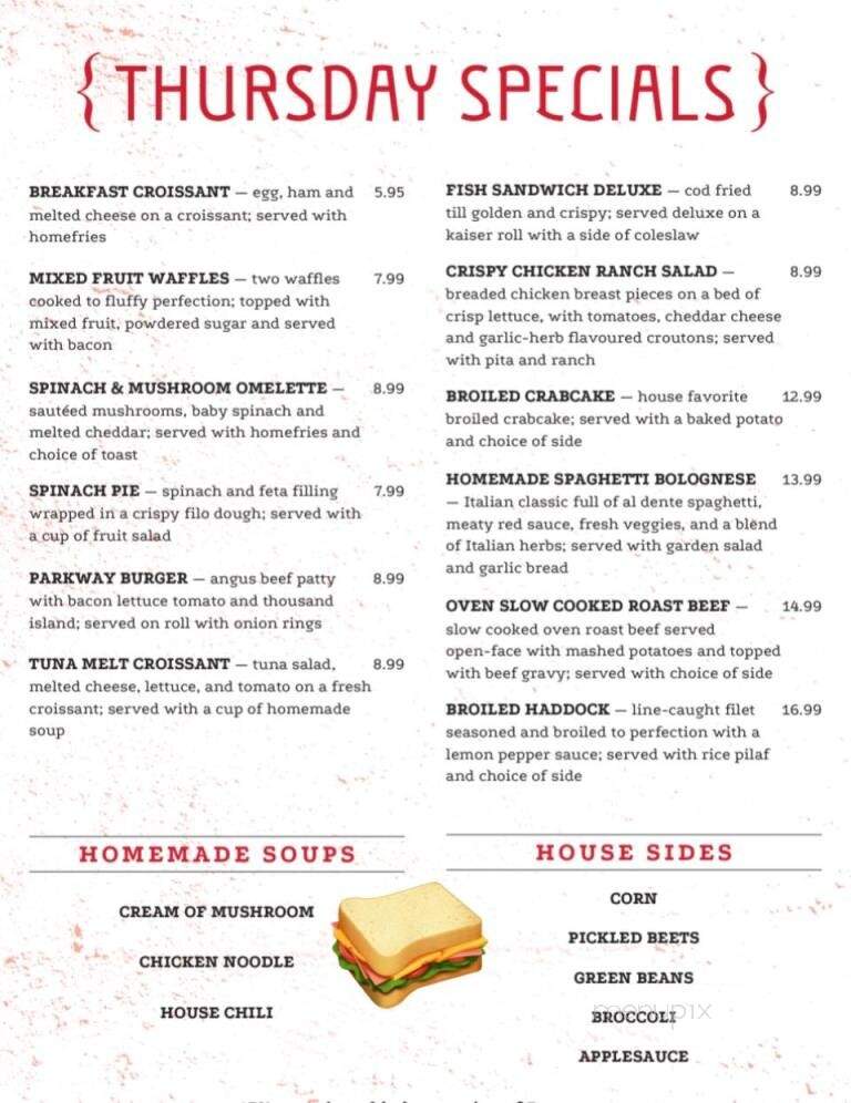 Parkway Diner - Hanover, PA menu_pic