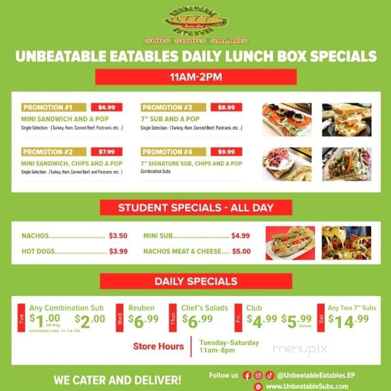 Unbeatable Eatables - Evergreen Park, IL menu_pic