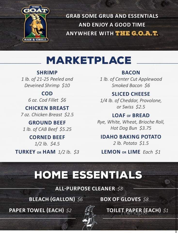 The GOAT Bar & Grill - Murrells Inlet, SC menu_pic