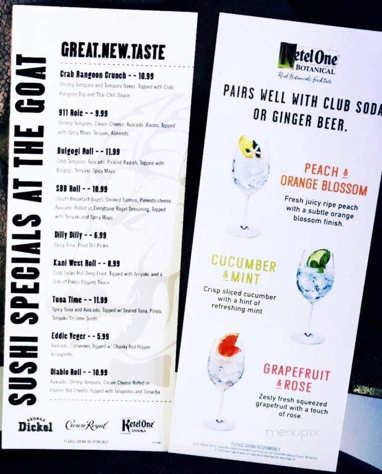 The GOAT Bar & Grill - Murrells Inlet, SC menu_pic