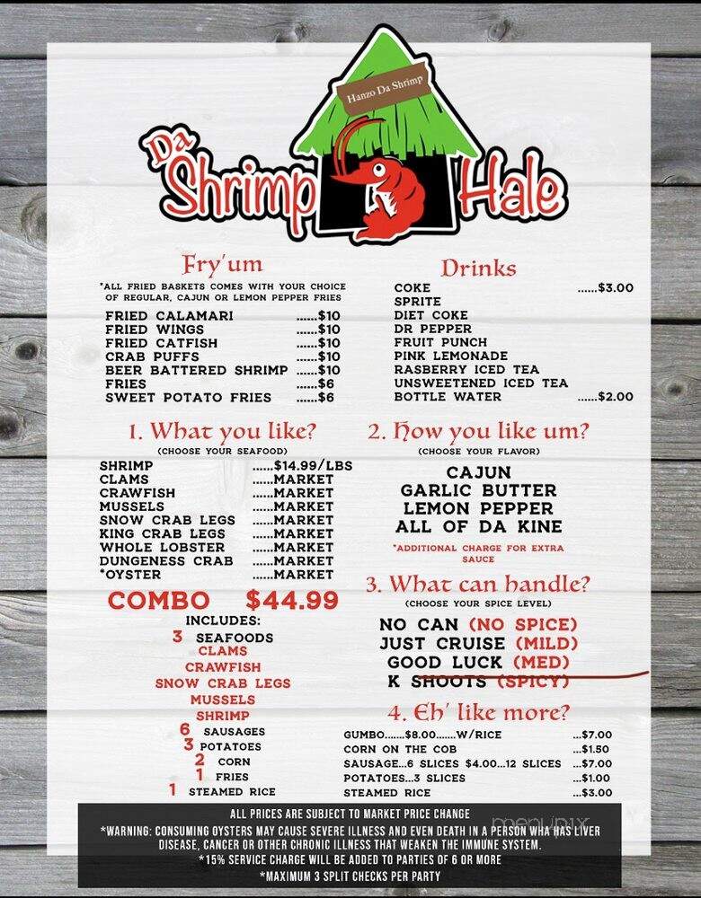 Da Shrimp Hale West - Lahaina, HI menu_pic
