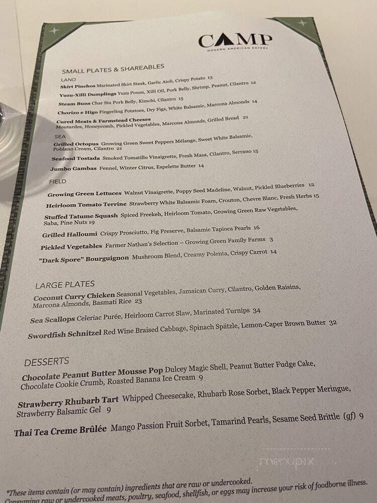 Camp Modern American Eatery - Greenville, SC menu_pic