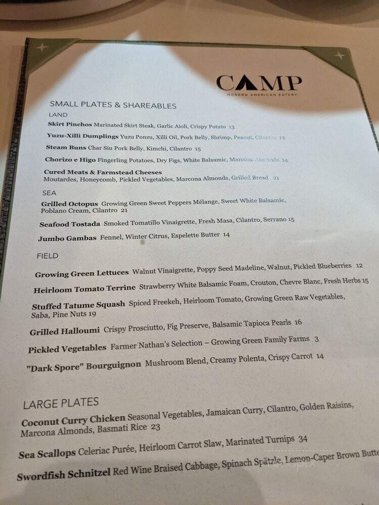 Camp Modern American Eatery - Greenville, SC menu_pic