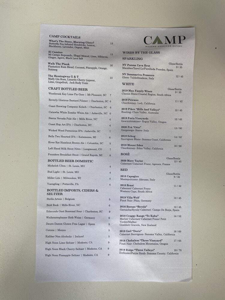 Camp Modern American Eatery - Greenville, SC menu_pic