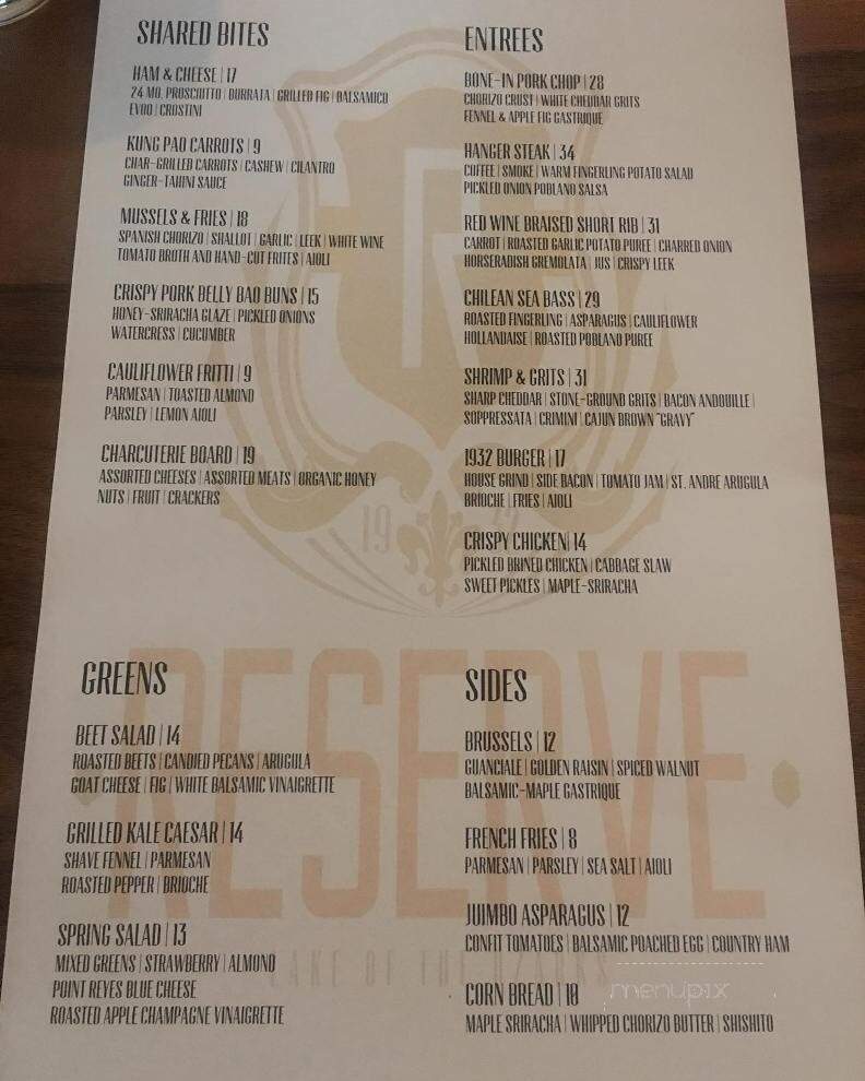 1932 Reserve - Osage Beach, MO menu_pic