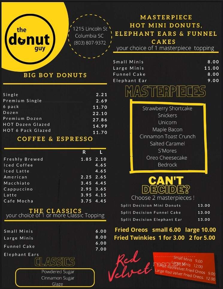 The Donut Guy - Columbia, SC menu_pic