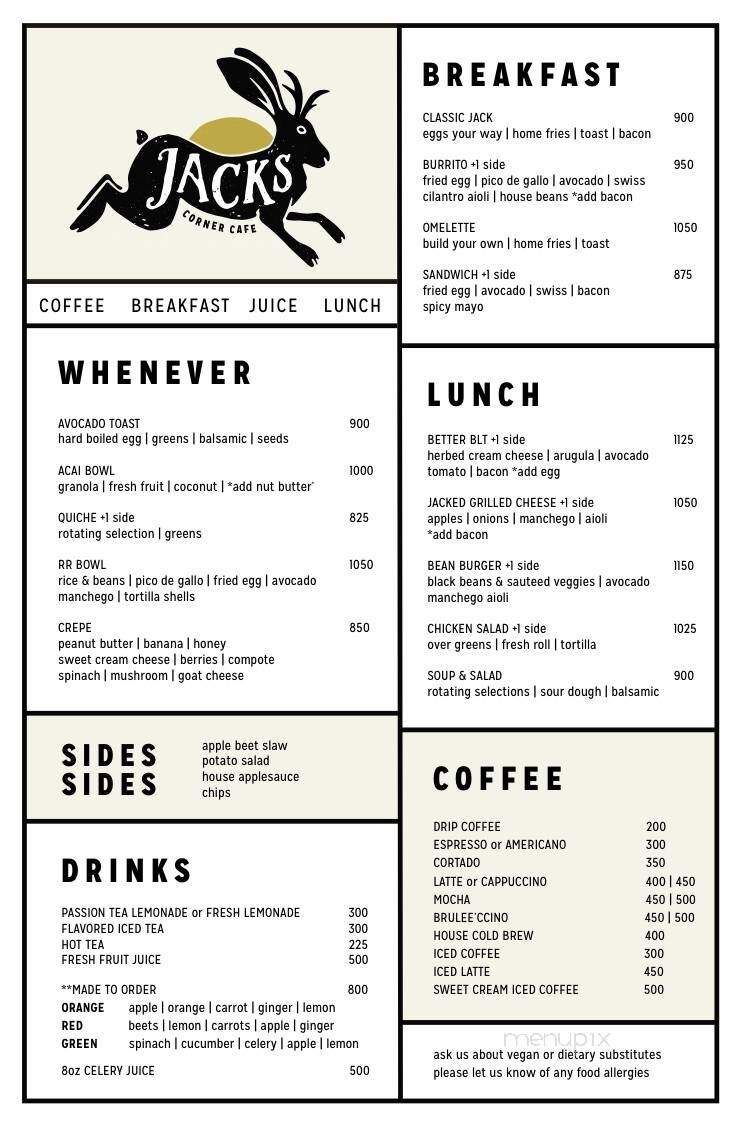 Jack's Corner Cafe - Buffalo, NY menu_pic