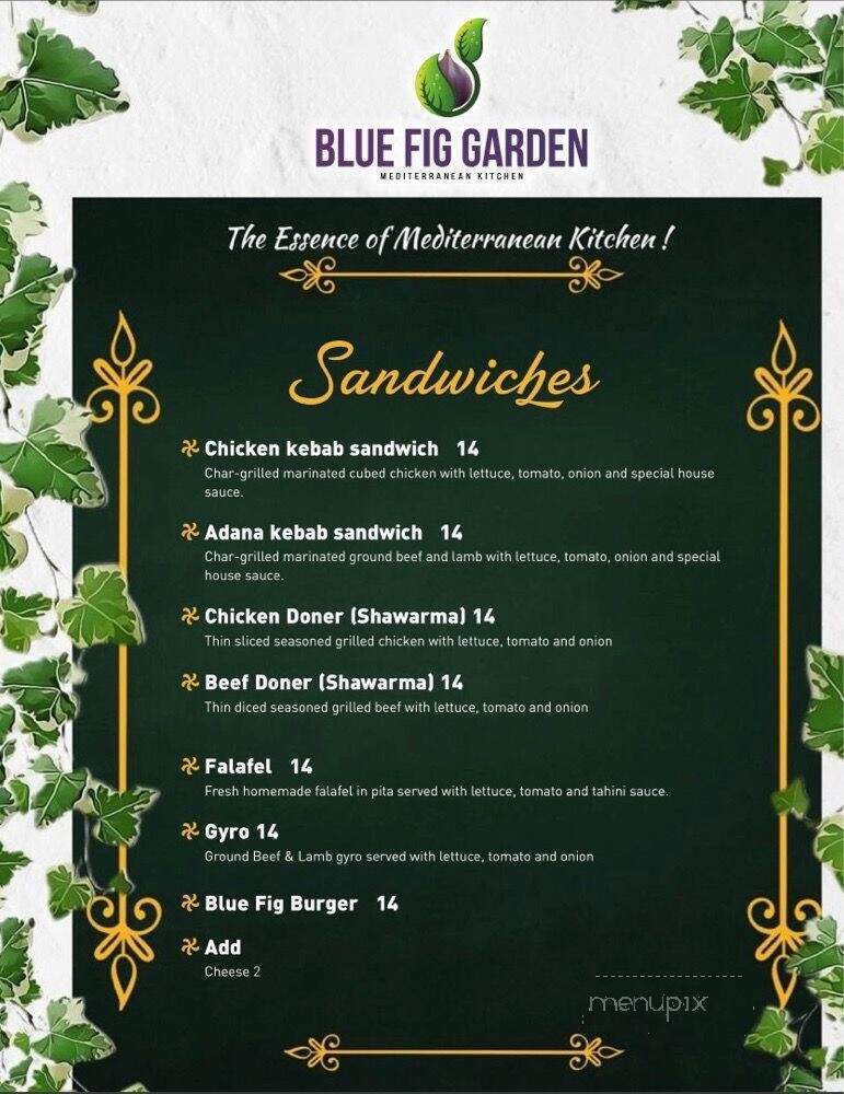 Blue Fig Garden - Cherry Hill, NJ menu_pic