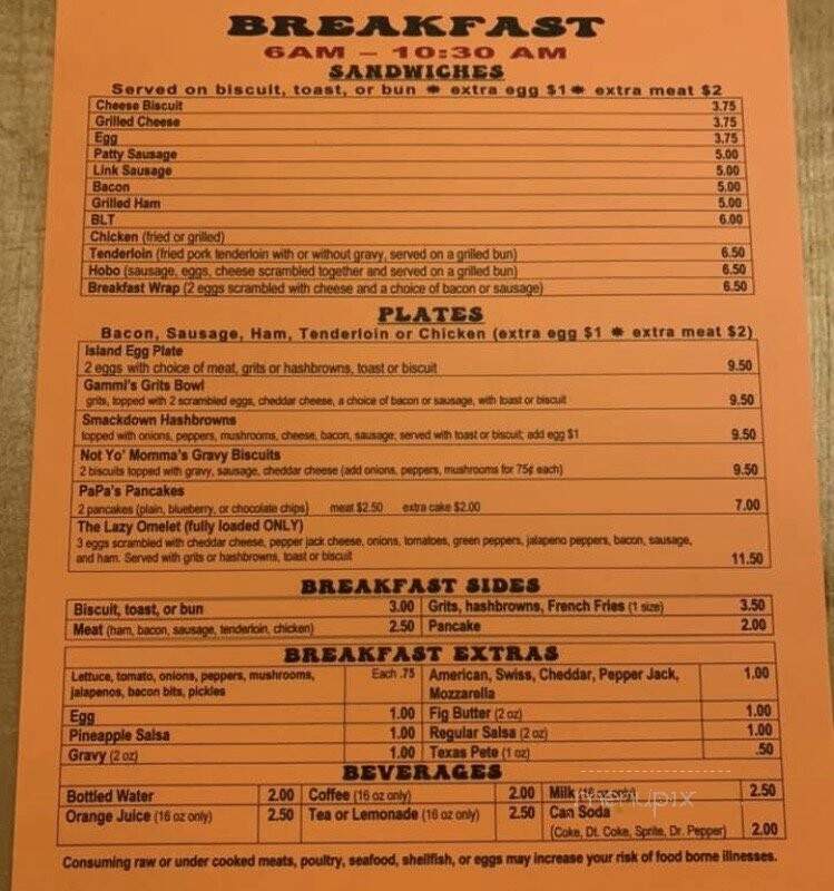 Hart's Hotdog Hut - Ocracoke, NC menu_pic