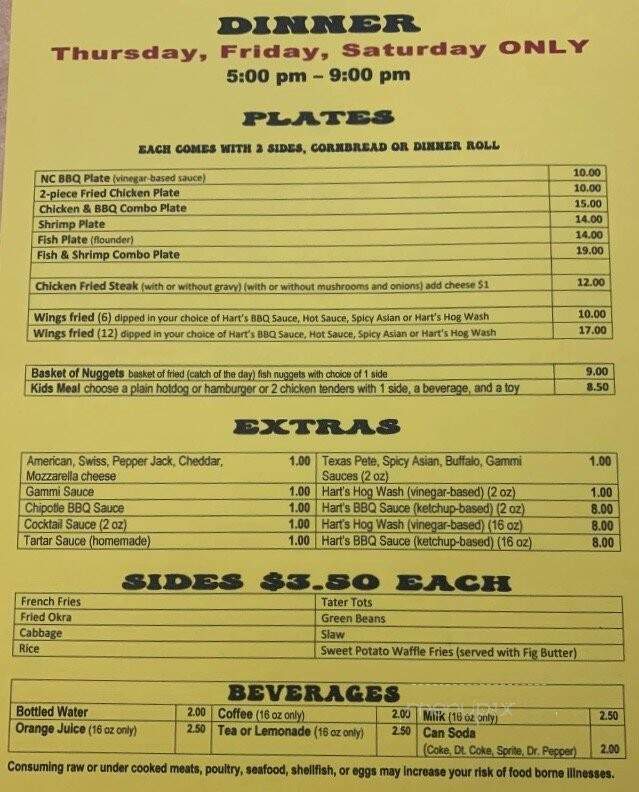 Hart's Hotdog Hut - Ocracoke, NC menu_pic