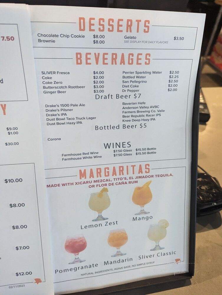 Sliver Pizzeria - Lafayette, CA menu_pic