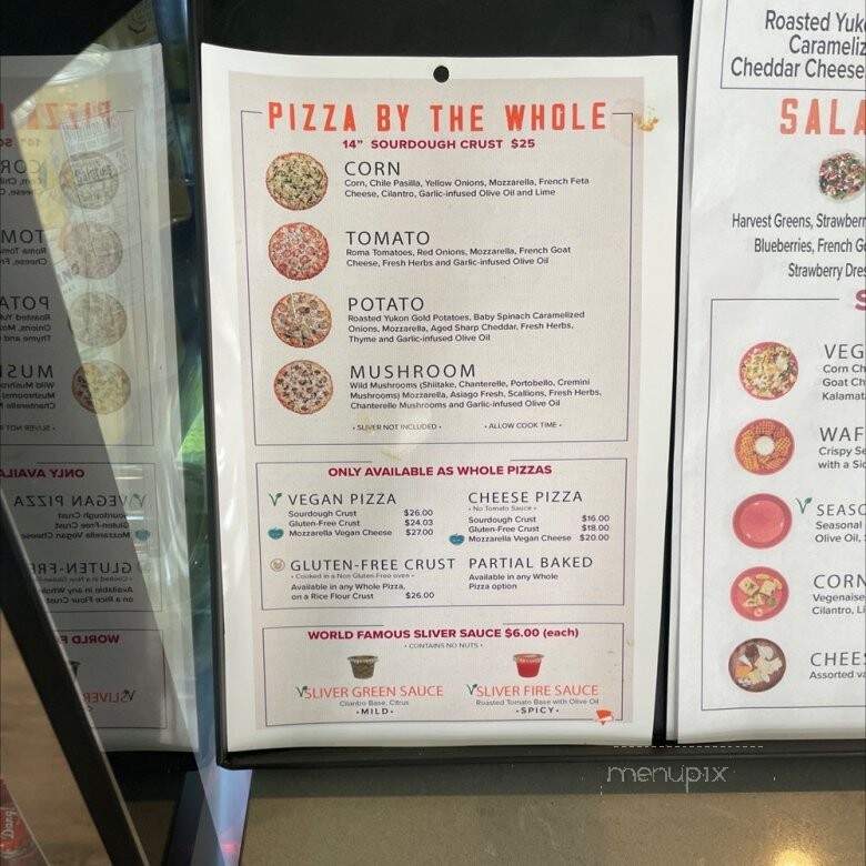 Sliver Pizzeria - Lafayette, CA menu_pic