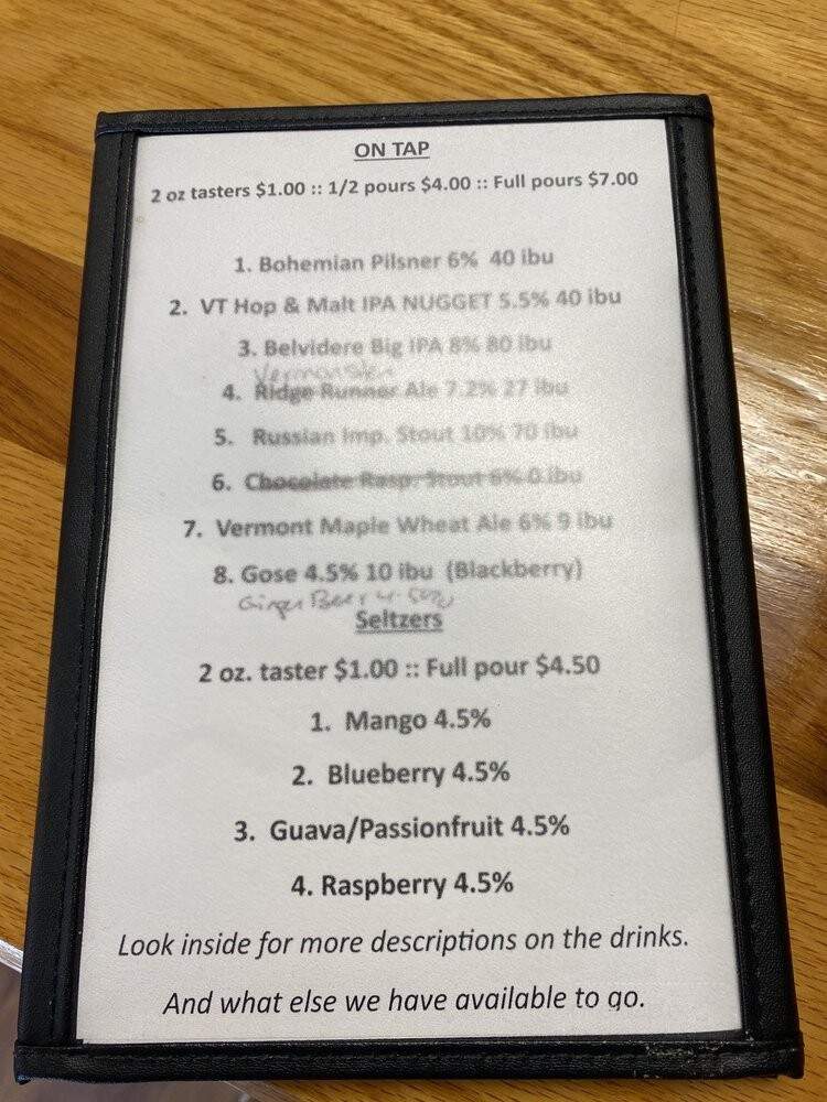 Rock Art Brewery - Morrisville, VT menu_pic