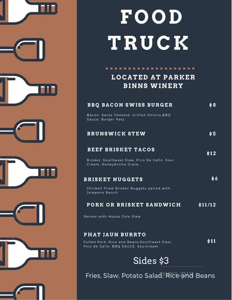 Parker-Binns Vineyard - Mill Spring, NC menu_pic