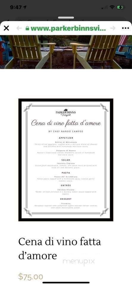 Parker-Binns Vineyard - Mill Spring, NC menu_pic