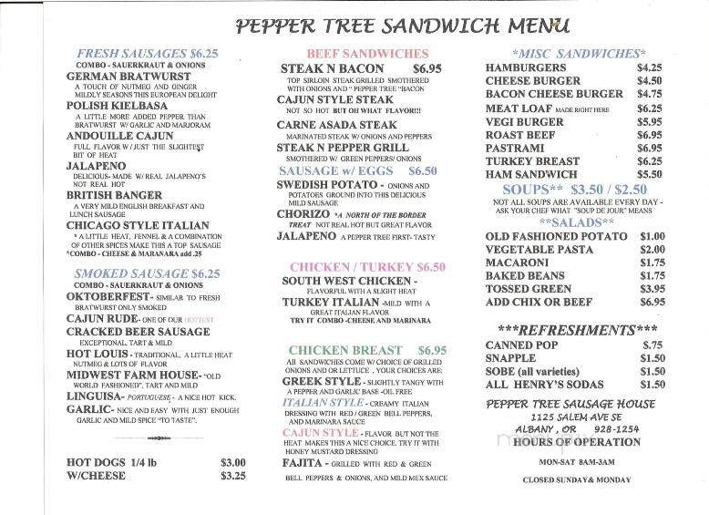 Pepper Tree Sausage House - Albany, OR