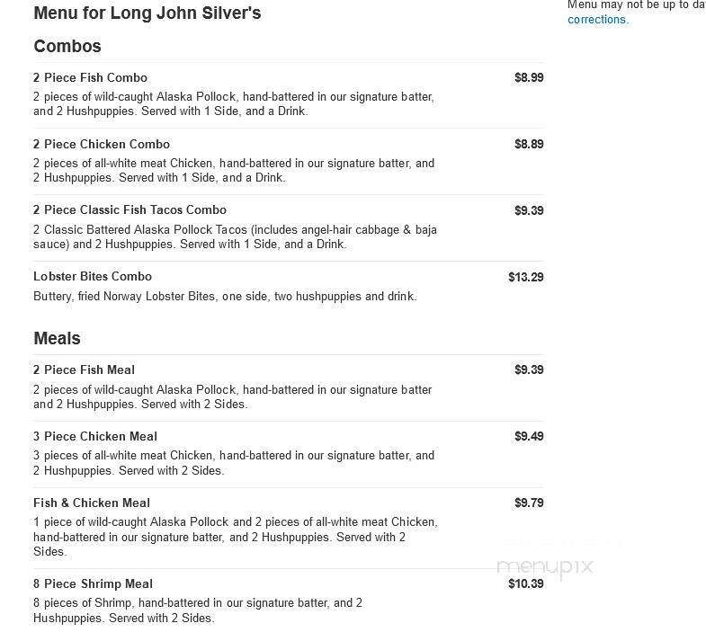 Long John Silver's - Plainville, CT menu_pic
