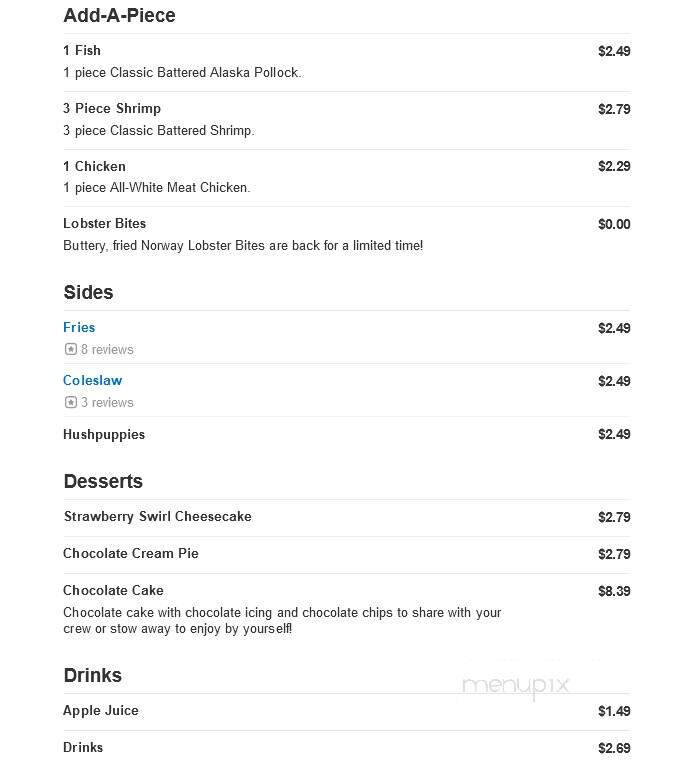 Long John Silver's - Plainville, CT menu_pic