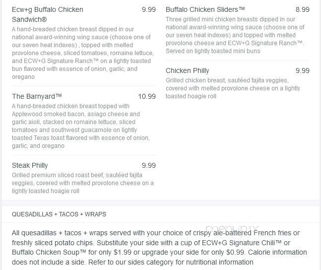 East Coast Wings and Grill - Statesville, NC menu_pic