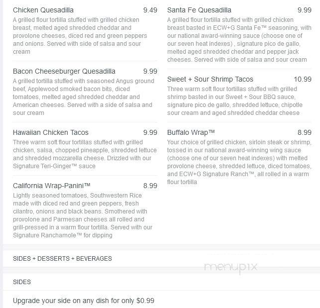 East Coast Wings and Grill - Statesville, NC menu_pic