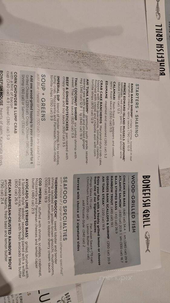 Bonefish Grill - Lancaster, PA menu_pic