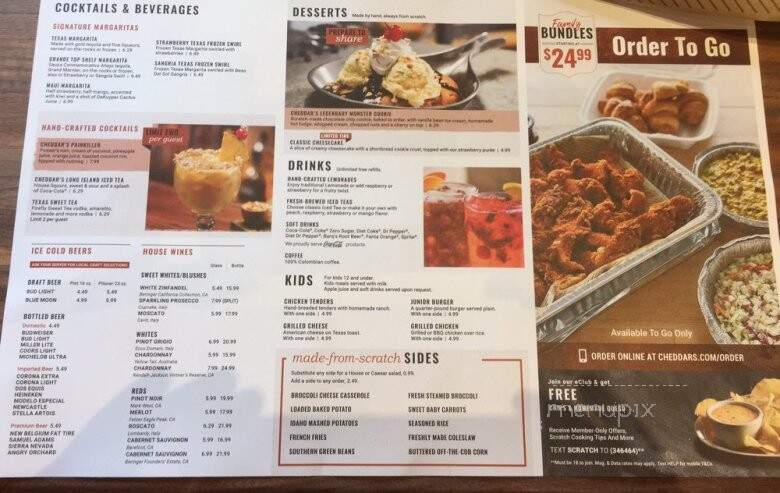 Cheddar's - Clarksville, TN menu_pic