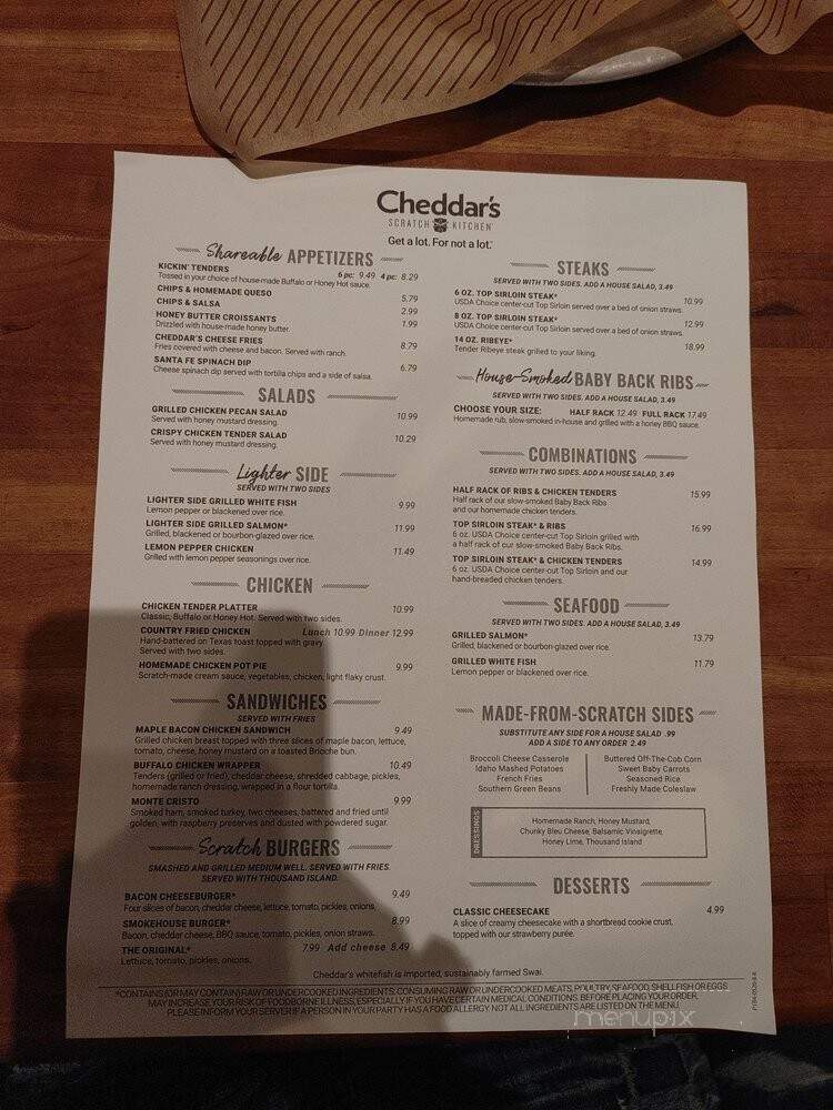 Cheddar's - Clarksville, TN menu_pic
