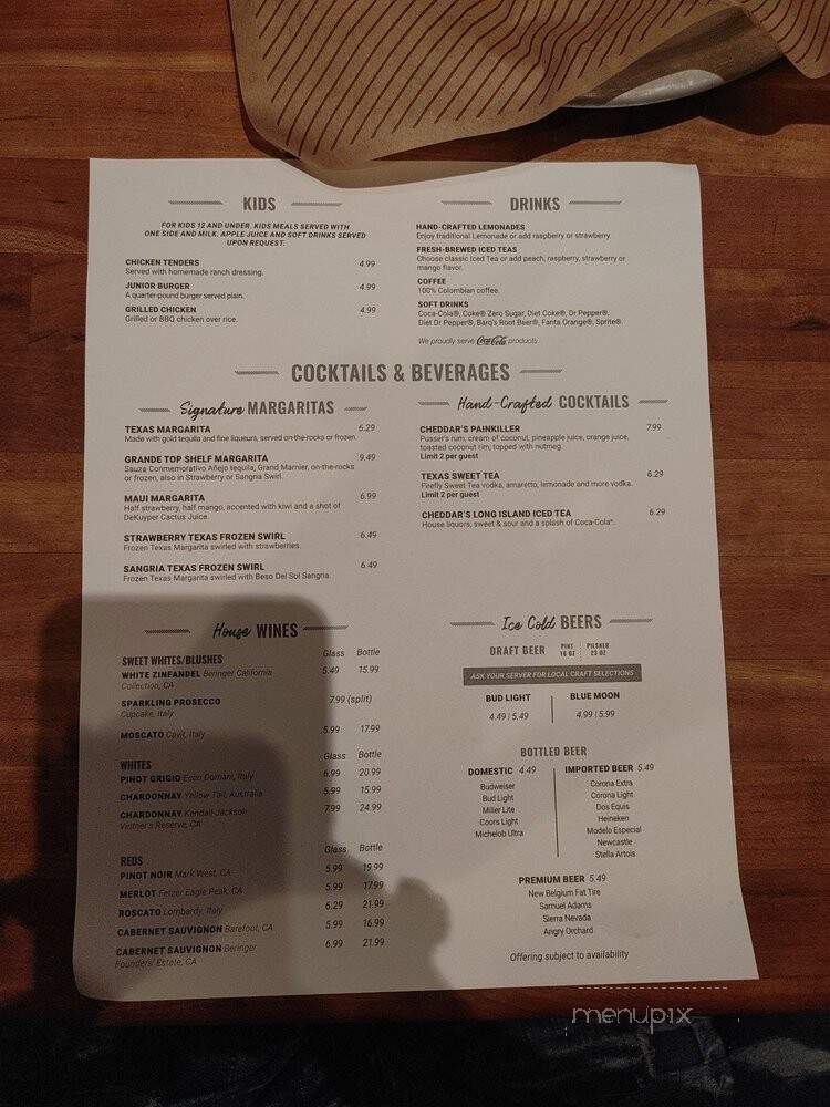 Cheddar's - Clarksville, TN menu_pic