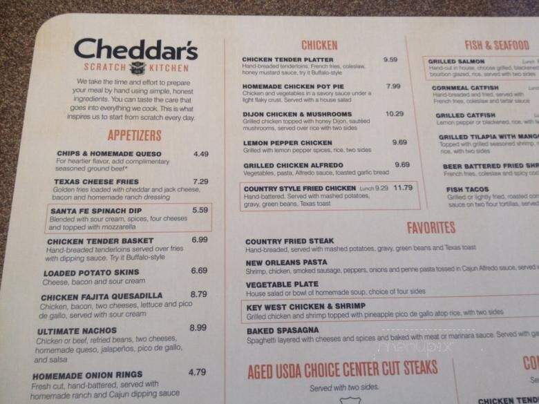 Cheddar's - Clarksville, TN menu_pic