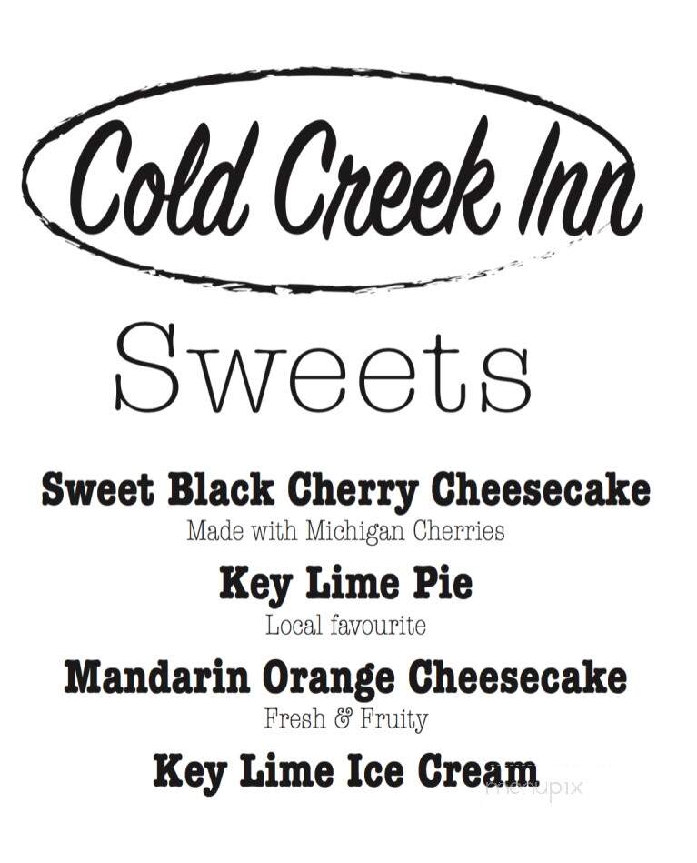 Cold Creek Inn - Beulah, MI menu_pic