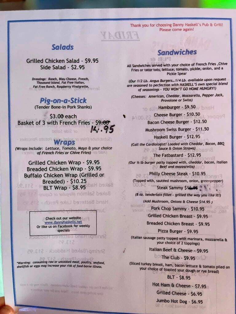 Danny Haskell's - Muskego, WI menu_pic