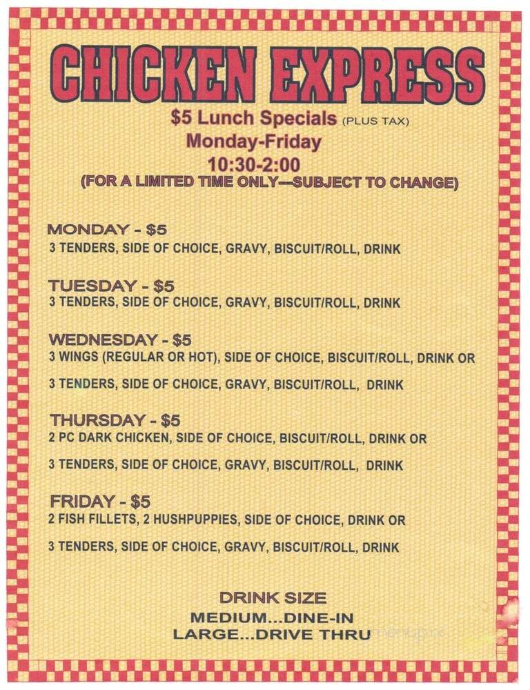Chicken Express - Benton, AR menu_pic