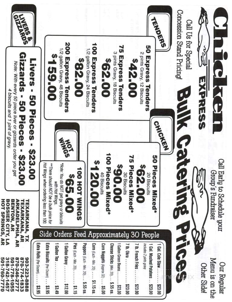 Chicken Express - Benton, AR menu_pic