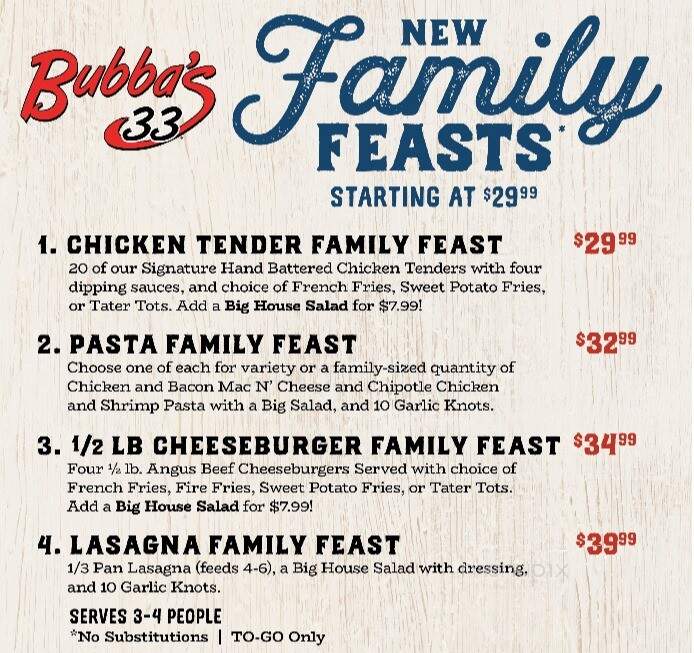 Bubba's 33 - Albuquerque, NM menu_pic