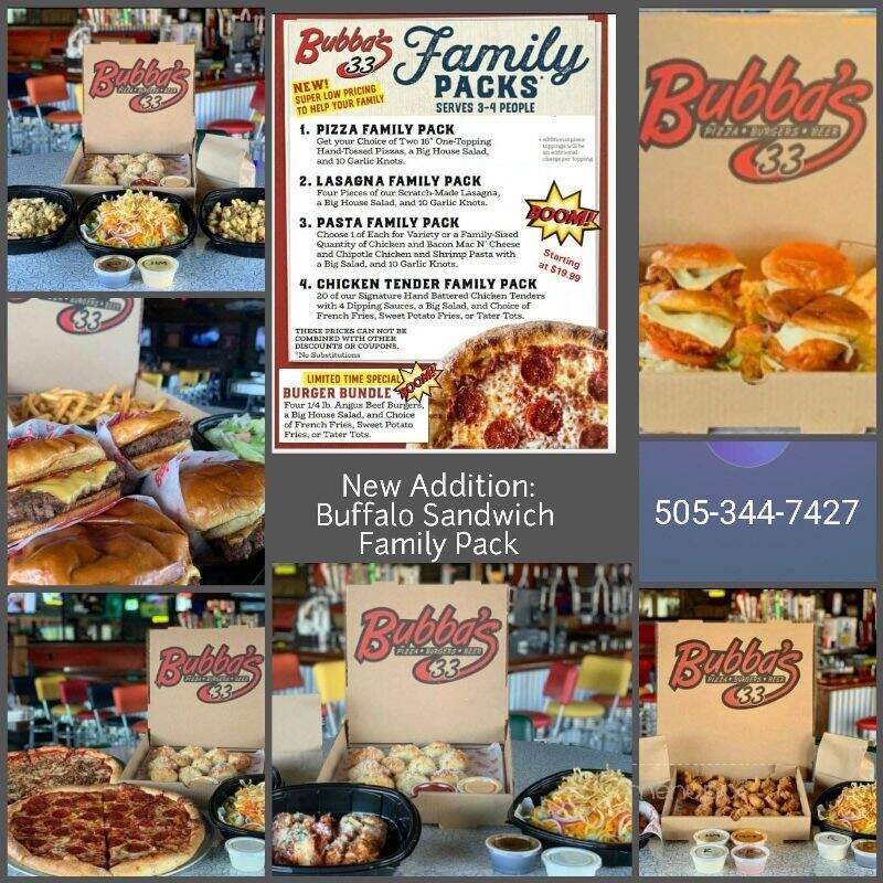 Bubba's 33 - Albuquerque, NM menu_pic