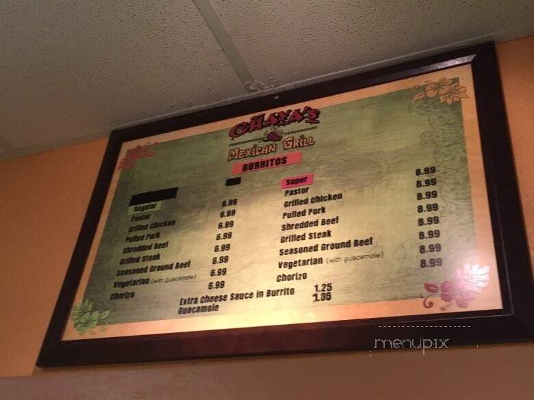 Chavas Mexican Grill - Evansville, IN menu_pic