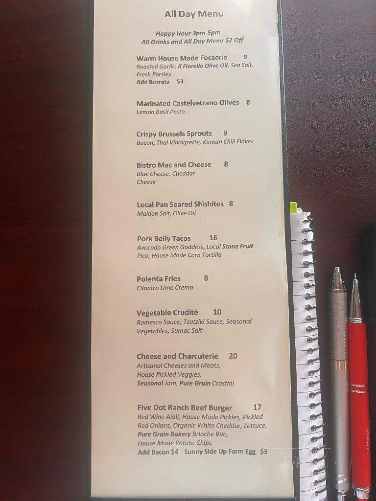 Backdoor Bistro and Wine Bar - Vacaville, CA menu_pic