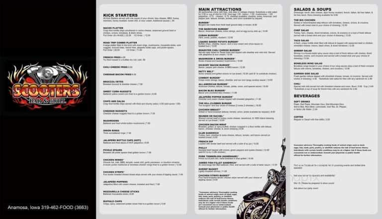Scooters Bar & Grill - Anamosa, IA menu_pic